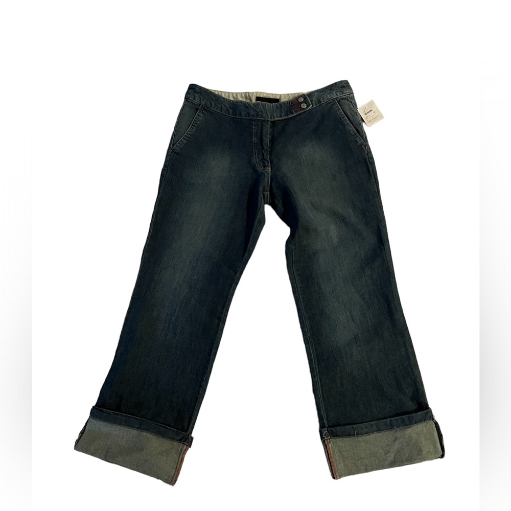 Women’s Dark Wash Wide Leg Cuffed Jeans